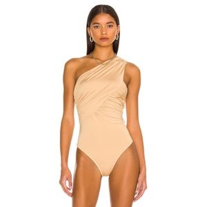 superdown One-Shoulder Tan Jumpsuit